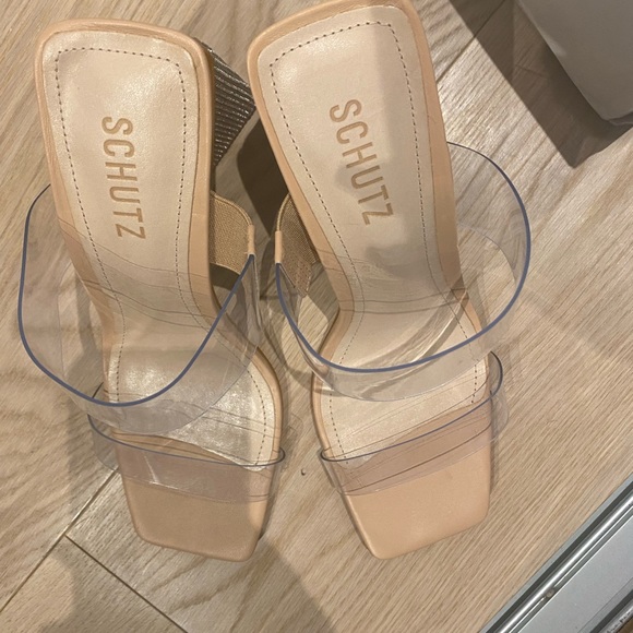 Clear and rhinestone block heel sandals - Picture 3 of 9